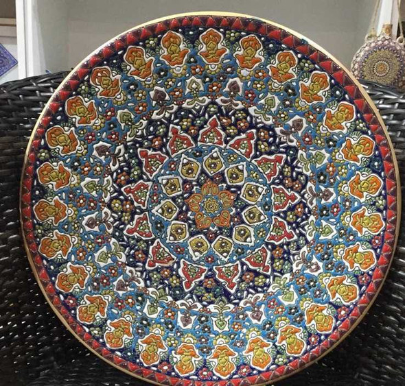 Handcrafted 40cm Hand-Painted Earthenware Plate – Luxury Decor - Luxury Handcrafted Art Craftihouse Dubai
