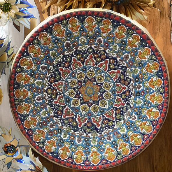 Handcrafted 40cm Hand-Painted Earthenware Plate – Luxury Decor - Luxury Handcrafted Art Craftihouse Dubai