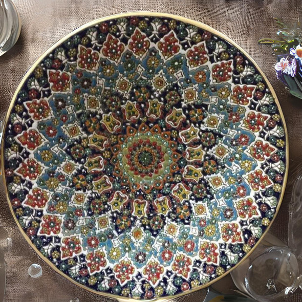Authentic Wall hanging clay plate 40 cm | Premium Home Styling - Luxury Handcrafted Art Craftihouse Dubai