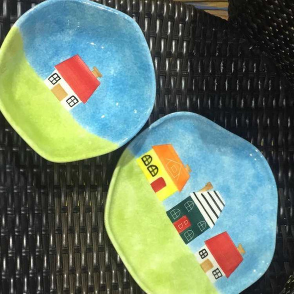 Handcrafted Home pattern Hand painted set of ceramic plate and bowl – Lu... - Luxury Handcrafted Art Craftihouse Dubai