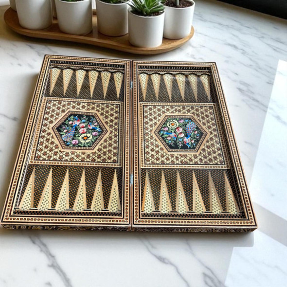 Exclusive Premium Hand-Painted Wooden Khatamkari Backgammon & Chess Board Heritage Collection View