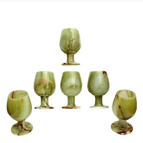 Muti green 5 inch onyx wine glass set of 6 pcs