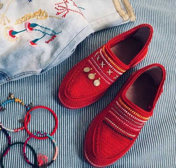 Luxury Valentines gift , Red pattern ladies shoes , cotton shoes Premium Design Showcase