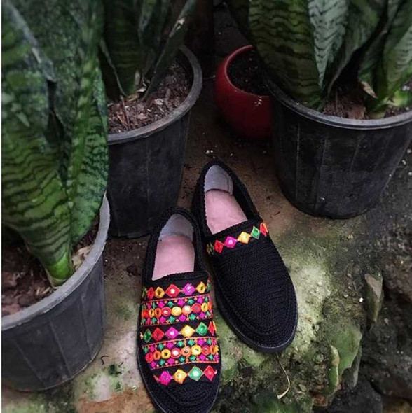 Luxury Handmade cotton shoes , black pattern shoes Premium Design Showcase