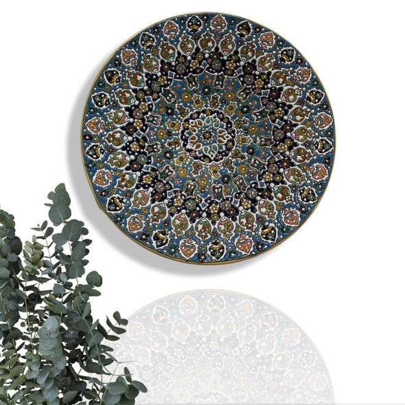 Handcrafted 40cm Enamel Embossed Clay Plate – Luxury Decor - Luxury Handcrafted Art Craftihouse Dubai