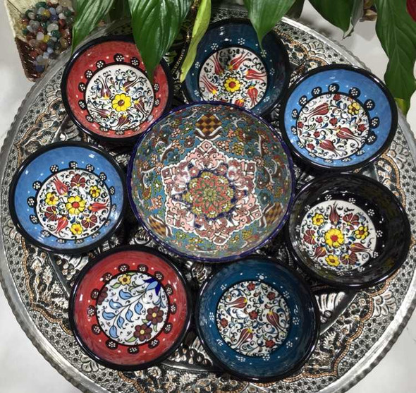 Exclusive Authentic Hand painted assorted colors 12 cm ceramic bowl Fine Craftsmanship Detail