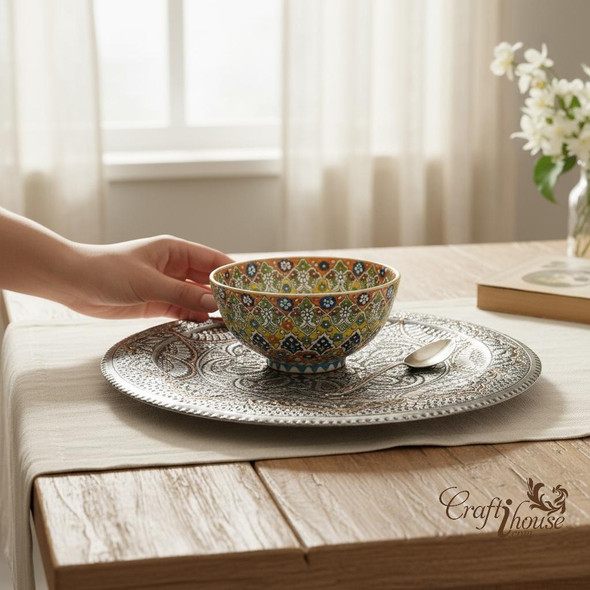 Exclusive Hand-Painted Ceramic Bowl 20 cm – Artisan Collectible - Luxury Handcrafted Art Craftihouse Dubai