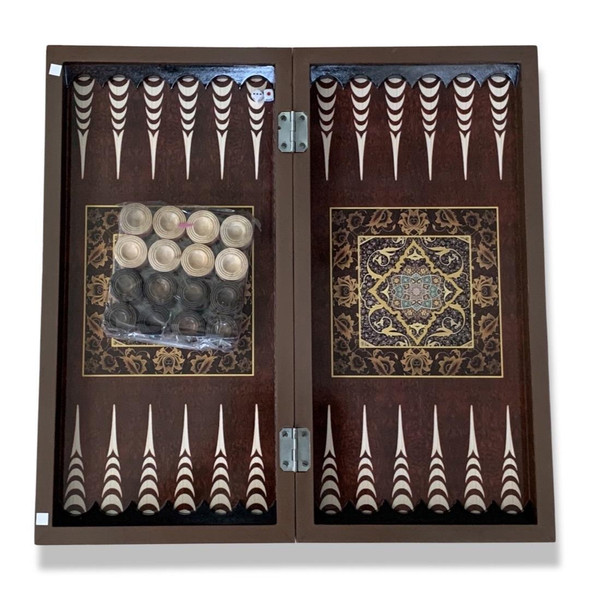 Artisan Non Handmade wooden backgammon set 48x48cm High-Resolution Product Shot