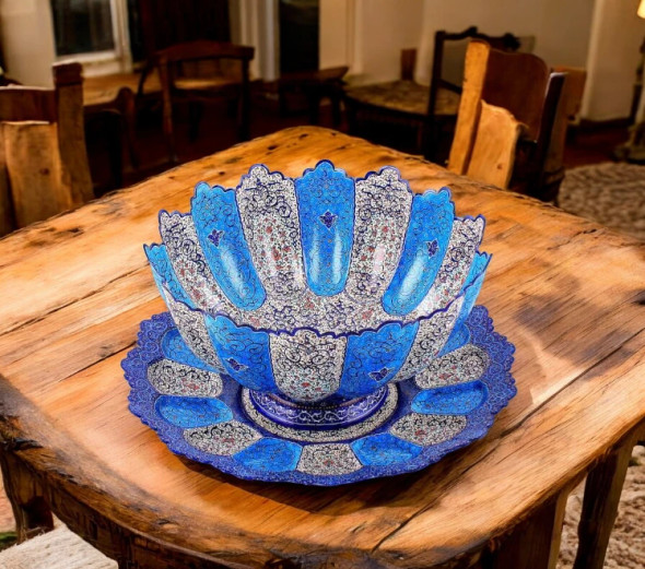 Artisan Persian Elegant Minakari Copper Bowl High-Resolution Product Shot
