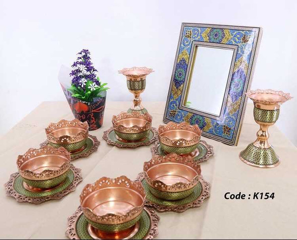 Luxury Khatamkari Inlaid Copper Haftseen Premium Design Showcase