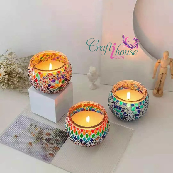 Luxury Assorted Colors Mosaic Candle Premium Design Showcase