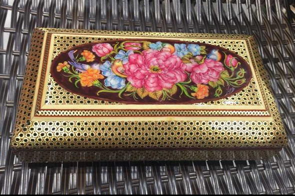 Luxury Hand painted Permimum khatamkari inlaid jewelry boxes 20x10 cm Premium Design Showcase