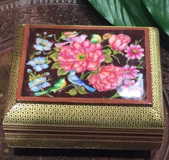Luxury Amazing brads inlaid Khatamkari gift box 16x13cm , handmade jewelry box Premium Design Showcase