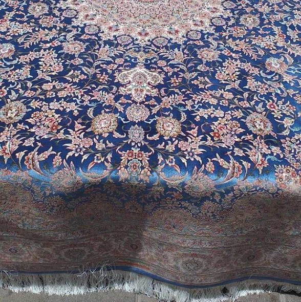 Super Cute Blue Pattern Handmade Silk Carpet 225x150 Cm Machine Made Rug | Hand-finished Religious Mat | Sacred Home Heritage - Luxury Handcrafted Art Craftihouse Dubai