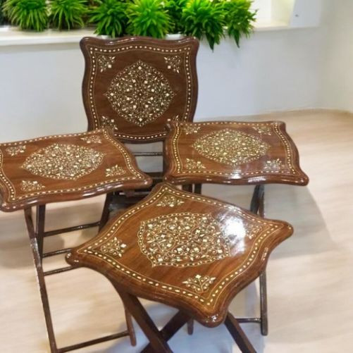 Luxury Set Of 4 Inlaid Coffee Tables With Stand Premium Design Showcase