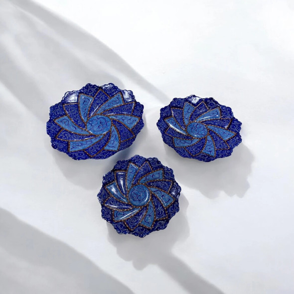 Exclusive Persian 3 Minakari Copper Wall Fine Craftsmanship Detail