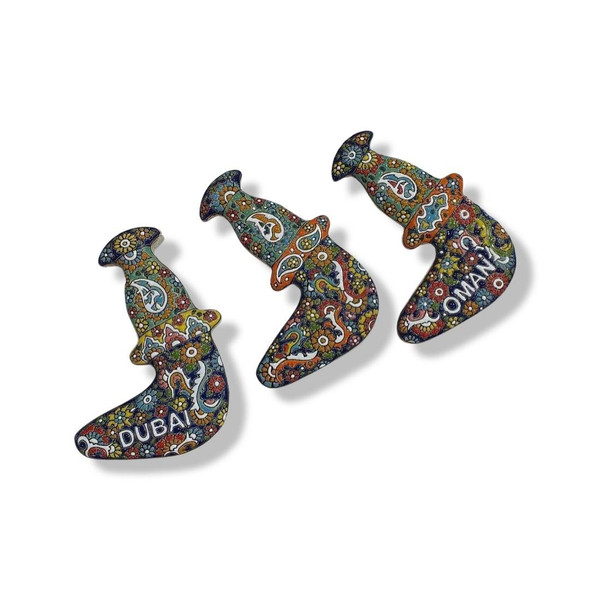 Hand Painted Enamel Embossed Clay Dagger | 1 Piece Assorted Designs | 20 Cm - Luxury Handcrafted Souvenir Craftihouse Dubai