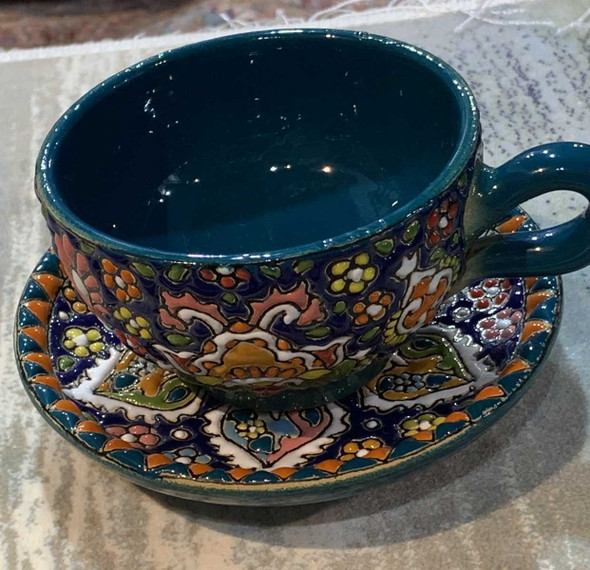 Premium Hand-Painted Ceramic Tea Cup & Saucer Set – Handcrafted Art - Luxury Handcrafted Art Craftihouse Dubai