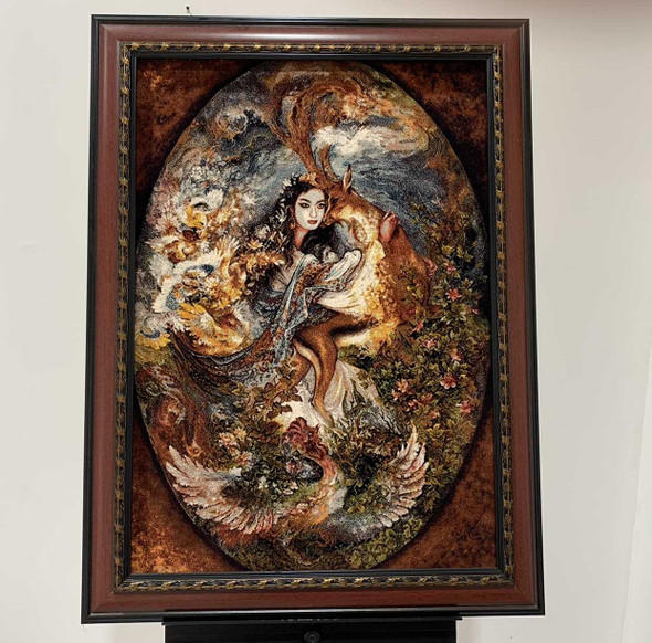 Miniature Carpet 100x70 Cm Deer And Girl Pattern Machine Made Carpet | High-end Boutique Souvenir | Crafted In Dubai - Luxury Handcrafted Art Craftihouse Dubai