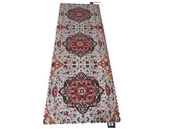 Handcrafted Arabic Red White table runner Lifestyle Visual