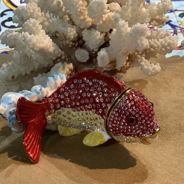 Handcrafted Enamel metal jewelry box , Metal fish 10 cm Lifestyle Visual