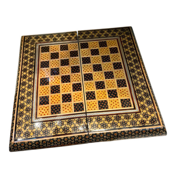 Premium Handmade Khatamkari Wooden Backgammon & Chess Set Handcrafted Craftsmanship