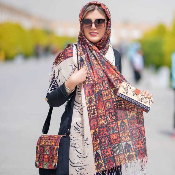 Luxury handmade Tile pattern shawl , ladies shawl 190x65 cm Premium Design Showcase