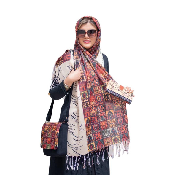 Exclusive handmade Tile pattern shawl , ladies shawl 190x65 cm Fine Craftsmanship Detail
