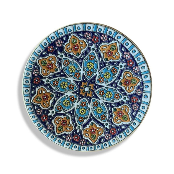 Embossed hand-painted ceramic wall plate 16cm pottery art decorative home gift