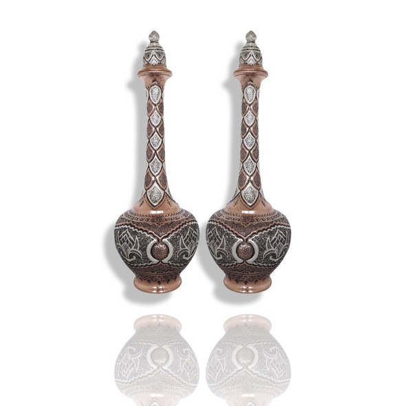 Craftihouse heritage collection set of 2 hand-engraved 48 cm copper decorative ewers exhibiting exceptional traditional artistry.