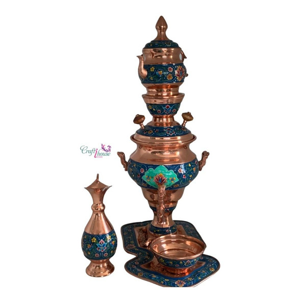 Hand painted copper decorative Samavar set