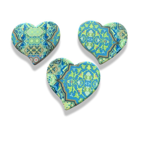 Luxury Green Pattern Set Of 3 Pcs Board Ceramic Magnets Sets Premium Design Showcase