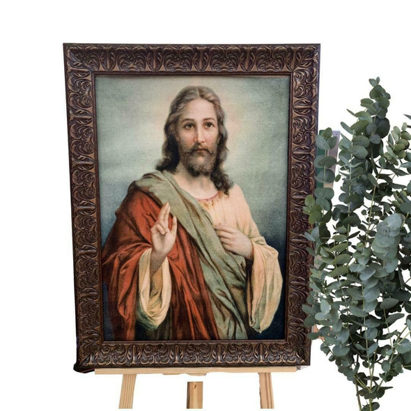 Luxury Jesus Carpet Framed 80x60 Cm Wall Decor Carpet Premium Design Showcase