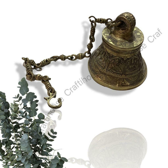 Handcrafted Indian Brass hanging bell engraved Lifestyle Visual