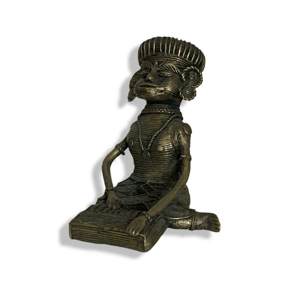 Exclusive Artisan Unique Brass African Statue Fine Craftsmanship Detail