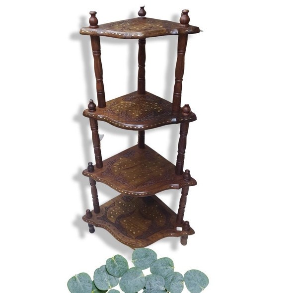 Luxury Handmade Wooden Display Shelf 110 Cm Wooden Storage Shelf Premium Design Showcase