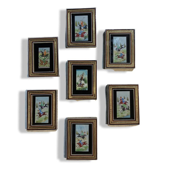 Handcrafted Set Of 7 Pcs Original Handmade Miniature Framed 12x9 Cm Lifestyle Visual