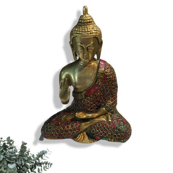 Exclusive Artisan Buddha figure brass sitting Fine Craftsmanship Detail