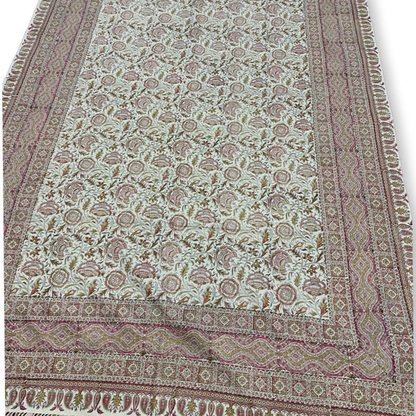 Pink floral pattern ghalamkari tablecloth 200x135  cm