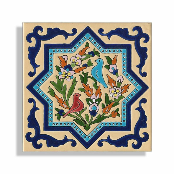 A sophisticated nature-inspired ceramic tile, ideal for creating a peaceful and artistic atmosphere in any room.