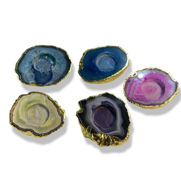 Natural Sliced Teal Agate Coasters, Set of 4 Unique and Beautiful Drink  Coasters from Round Brazilian Geode Rock with Wooden Holder, Large Blue  Stone Coaster: Buy Online at Best Price in UAE 