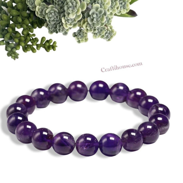 Exclusive Artisan Amethyst Gemstone Elasticated Beaded Fine Craftsmanship Detail