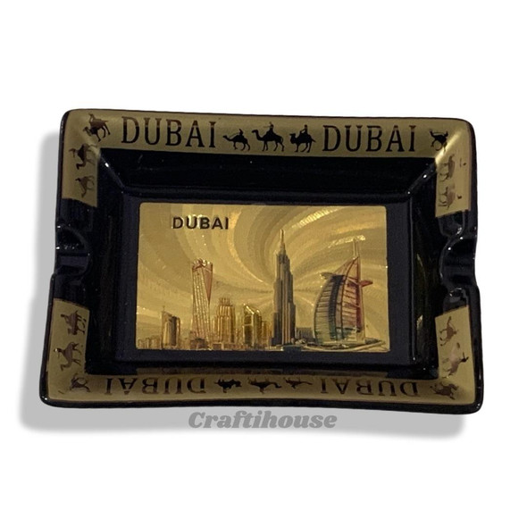 A sophisticated ceramic ashtray, an ideal gift for collectors of Dubai-themed home accessories.