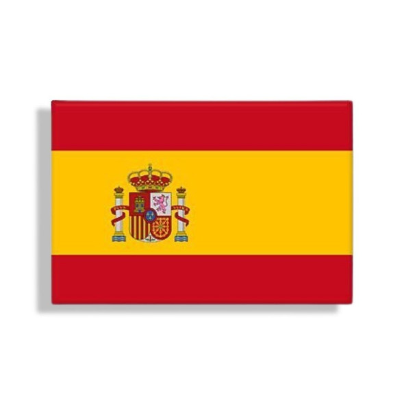 A professional product presentation of the Spain flag metal magnet from a premier UAE gift shop.