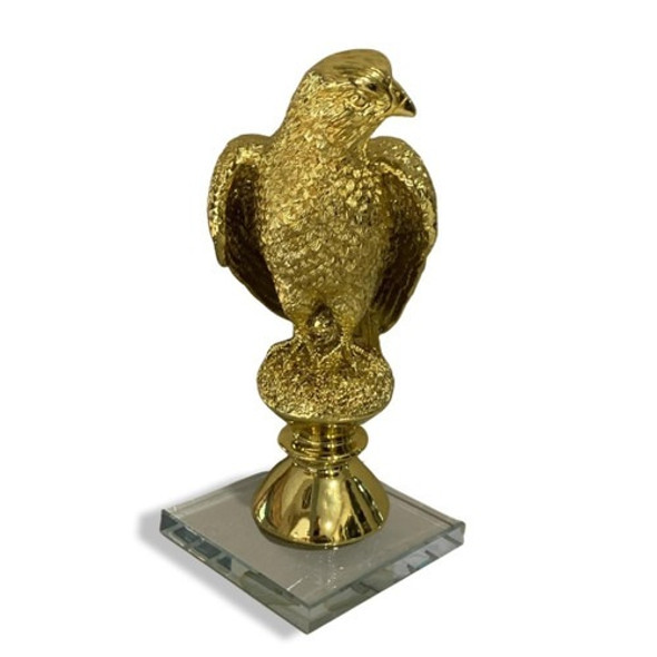 Falcon figurine on glass base home décor
