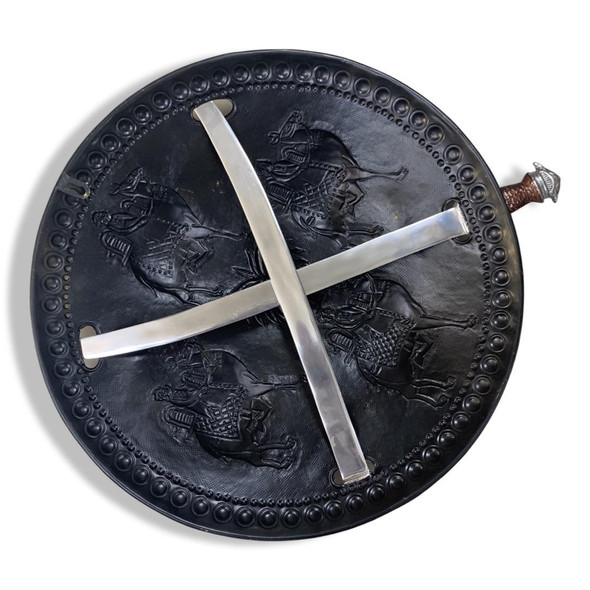 Exclusive Artisan Brass shield 2 swords Fine Craftsmanship Detail