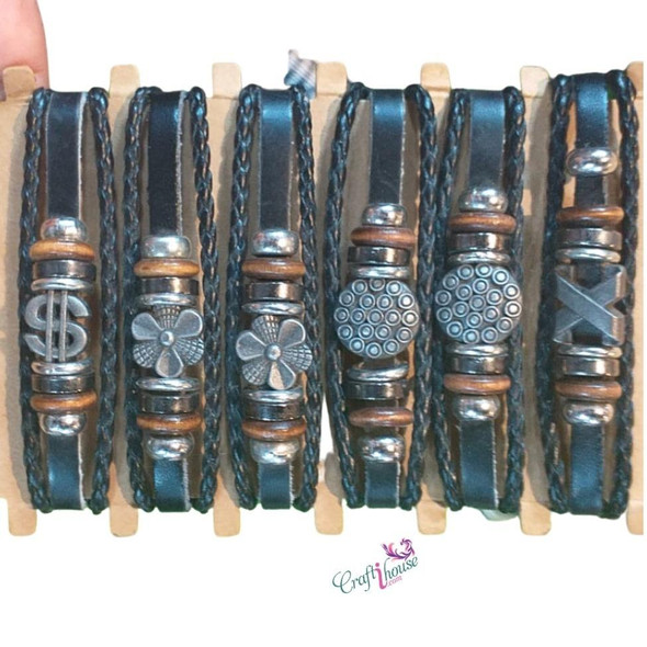 Luxury Assorted leather braclet , handmade leather braclet, gift for him Premium Design Showcase