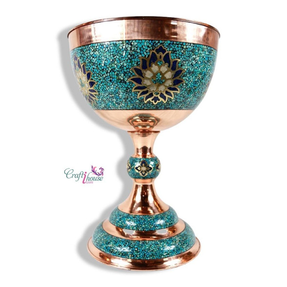 Exclusive Turquoise Stone &Copper Pedestal Fine Craftsmanship Detail