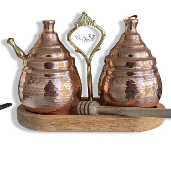 Luxury Copper jam and honey serving set , copper table decor set Premium Design Showcase