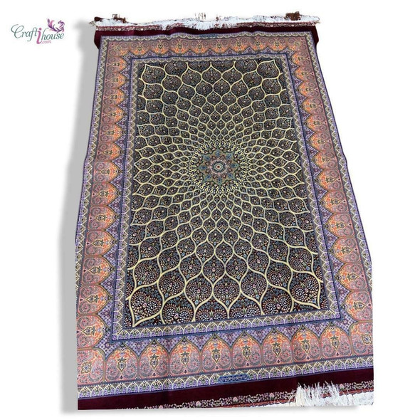 Tree Of Life Silk Carpet Color Full Silk Carpet 225x150 Cm Pink Pattern Machine Made Silk Carpet | Luxury Heritage Decor & Unique Artisan Piece - Luxury Handcrafted Art Craftihouse Dubai